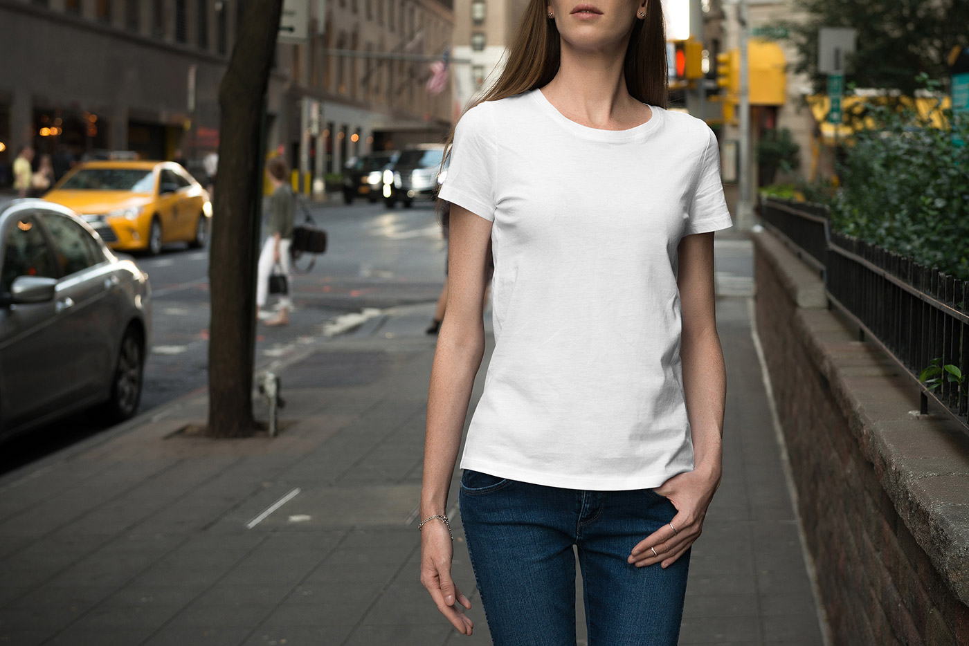 Download T Shirt Mockup With Female Model Free | Toffee Art