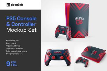 PS5 Console & Controller Mockup Set