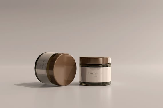 Amber Glass Cosmetic Jar Mockups
