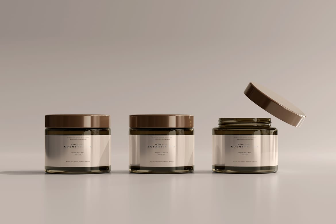 Amber Glass Cosmetic Jar Mockups