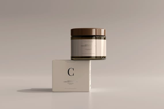 Amber Glass Cosmetic Jar Mockups