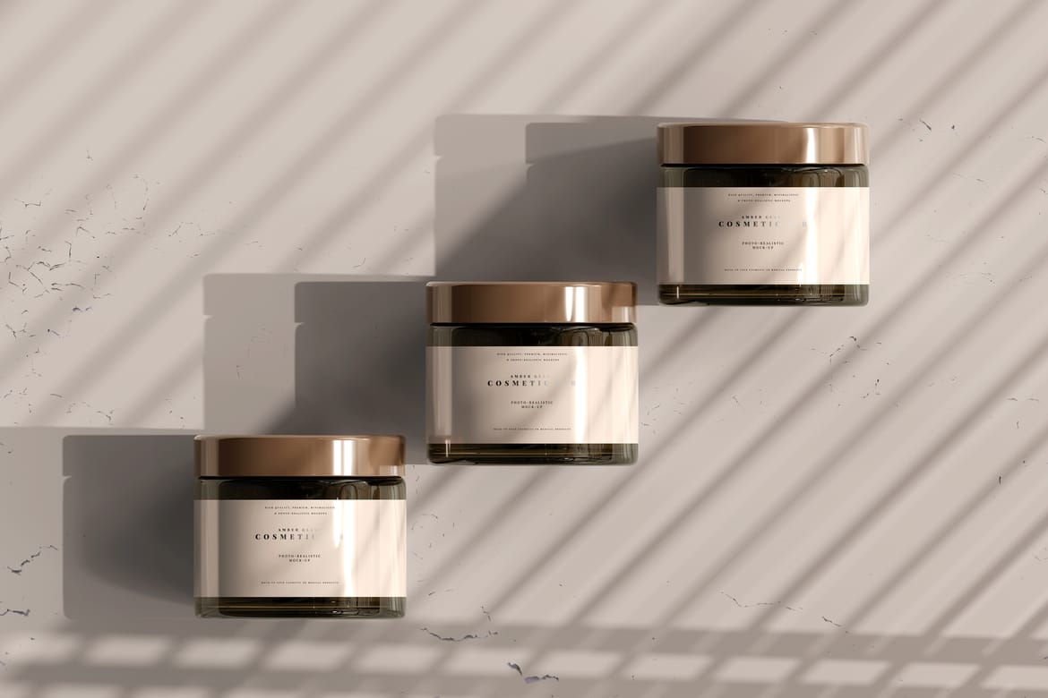 Amber Glass Cosmetic Jar Mockups