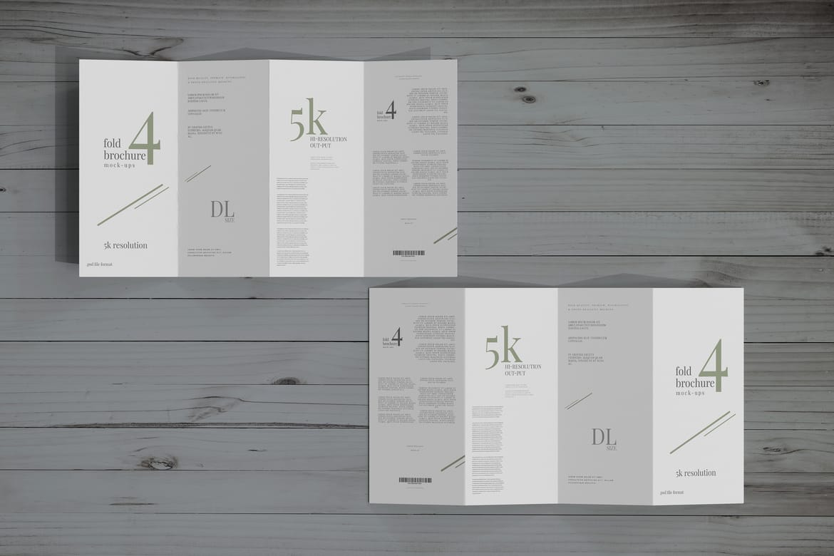Four Fold DL Brochure Mockups