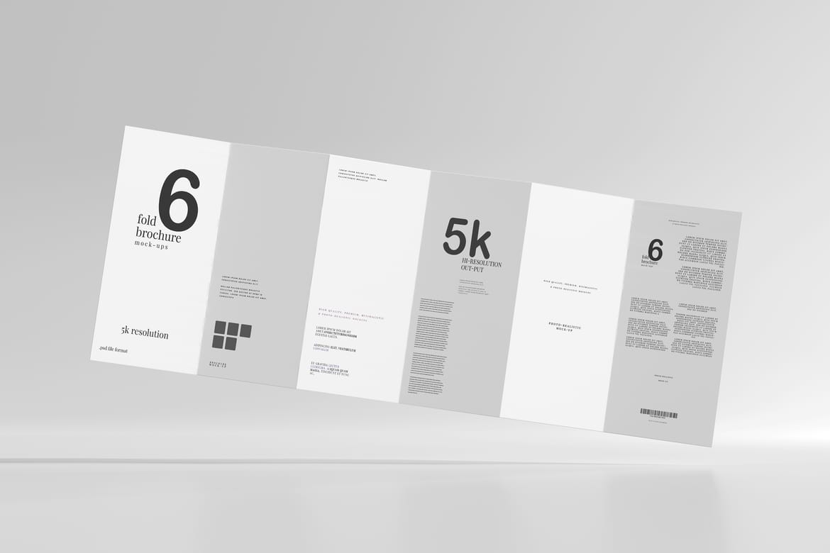 Six Fold DL Brochure Mockups