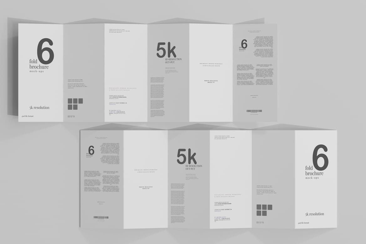 Six Fold DL Brochure Mockups