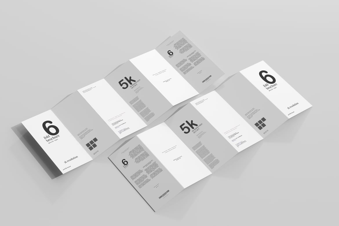 Six Fold DL Brochure Mockups
