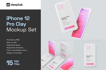 iPhone 12 Pro Clay Mockup Set