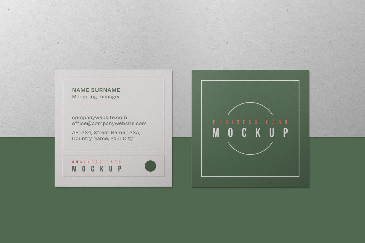 Square Business Card Mockup Set
