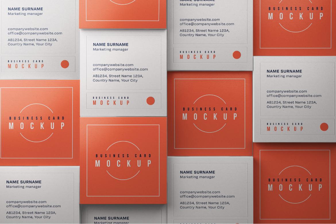 Square Business Card Mockup Set