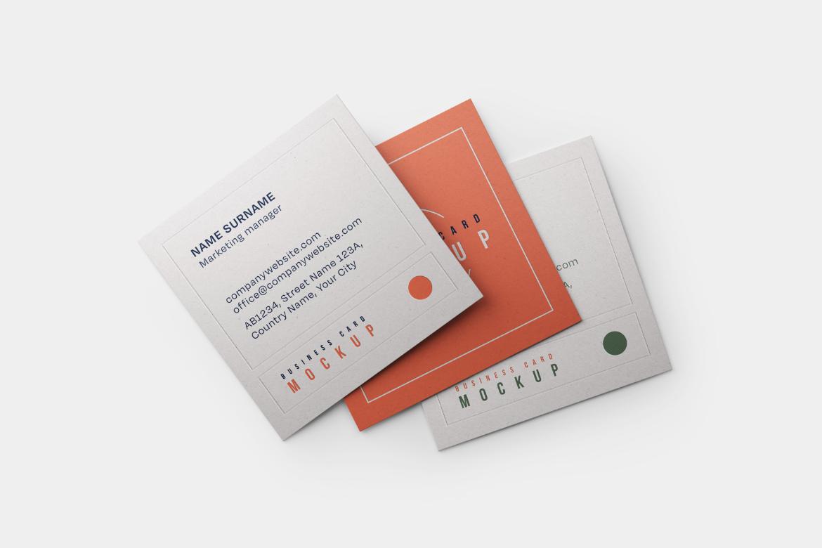 Square Business Card Mockup Set