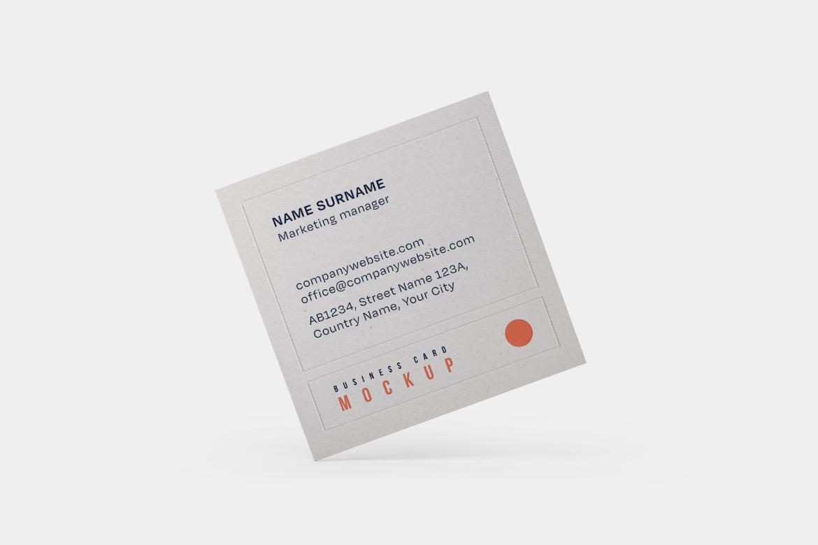 Square Business Card Mockup Set