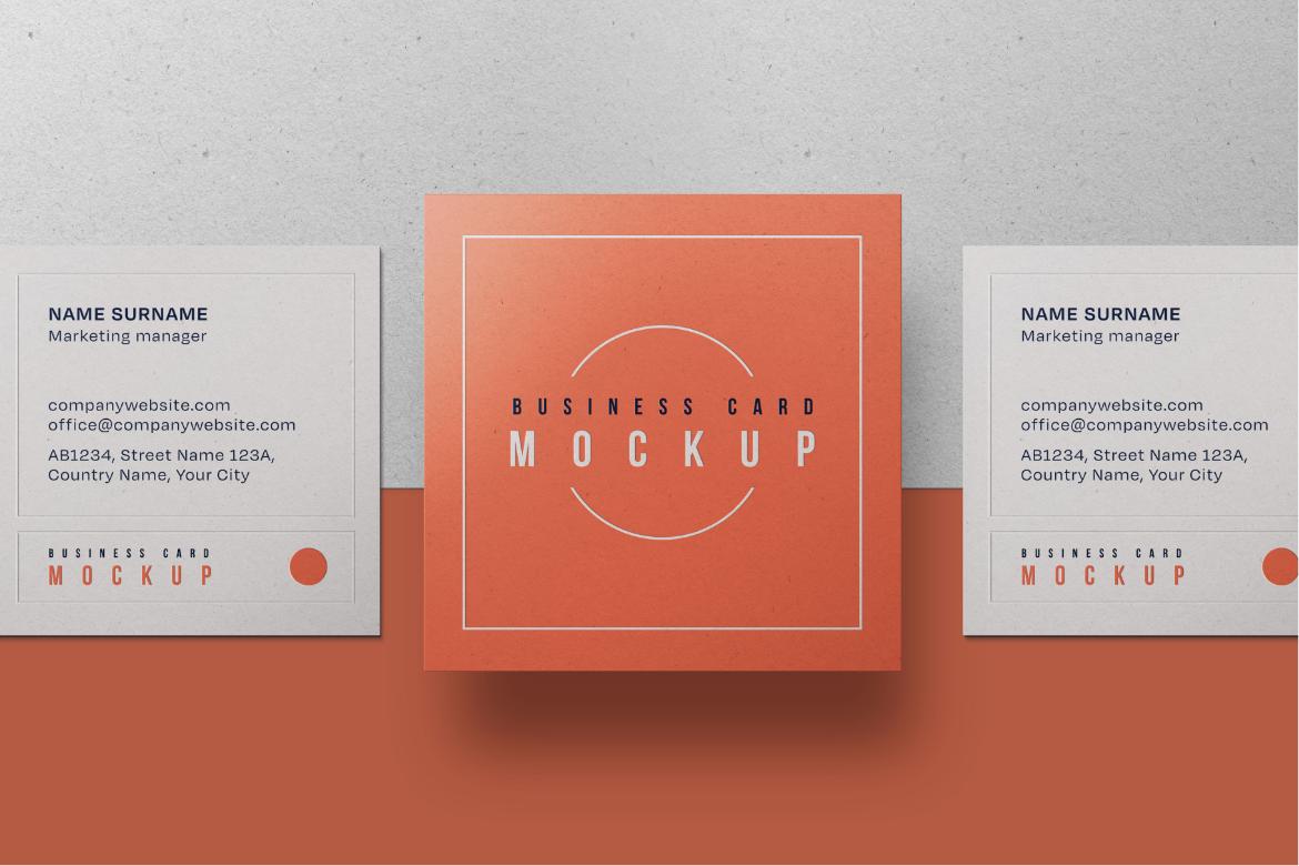Square Business Card Mockup Set