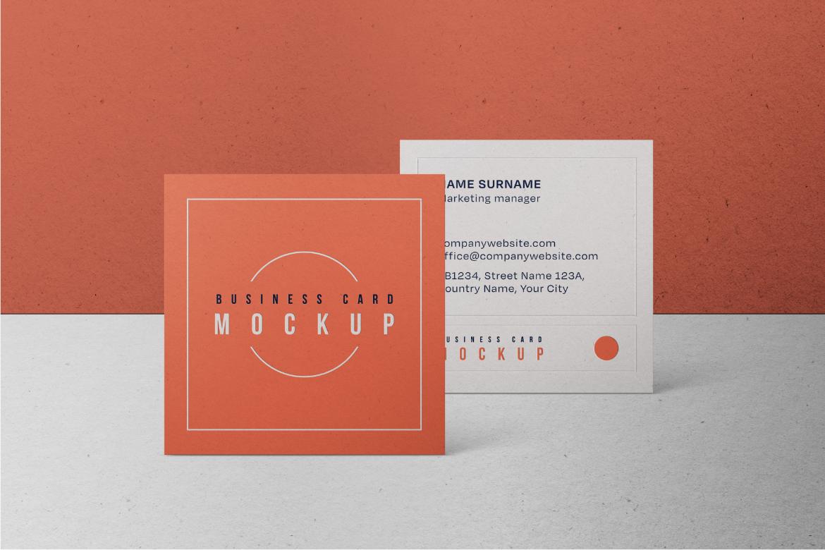 Square Business Card Mockup Set