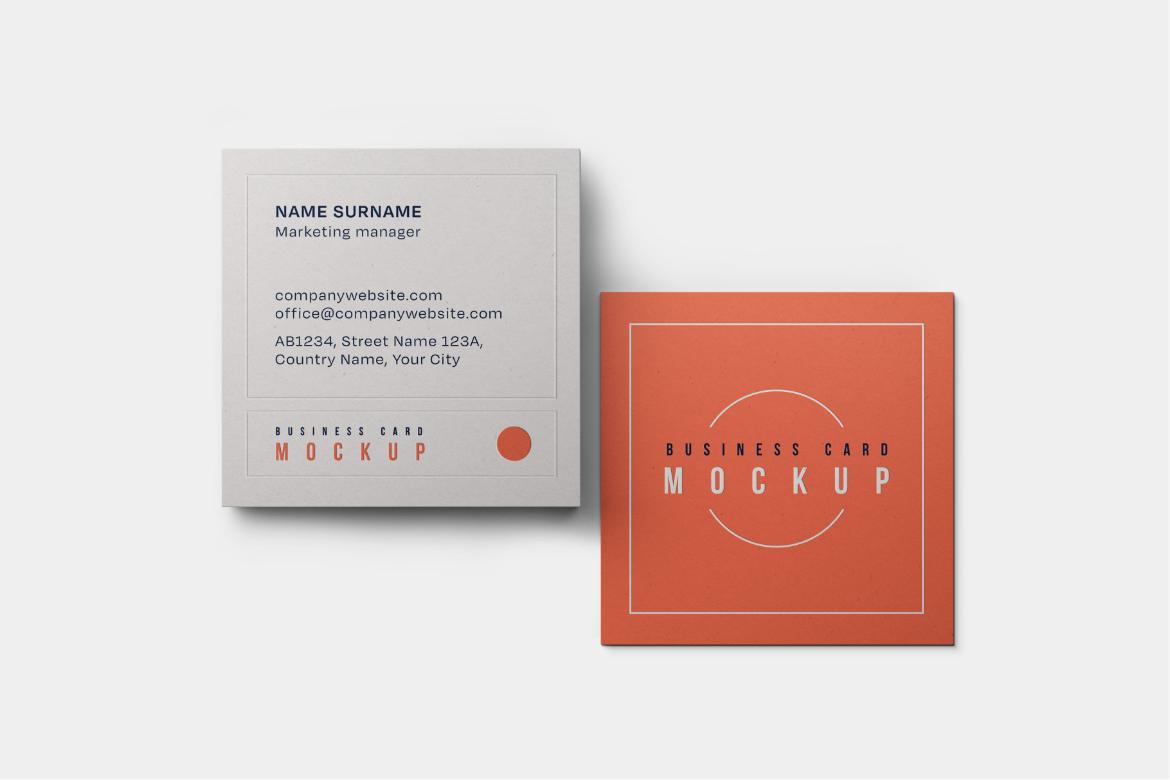 Square Business Card Mockup Set
