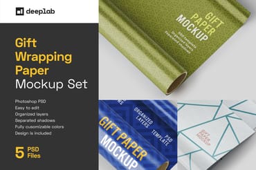 Gift Wrapping Paper Mockup Set