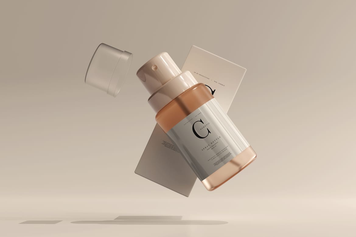Glass Cosmetic Spray Bottle Mockup
