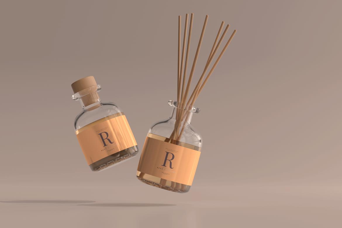 Incense Air Freshener Reed Diffuser Glass Bottle Mockup
