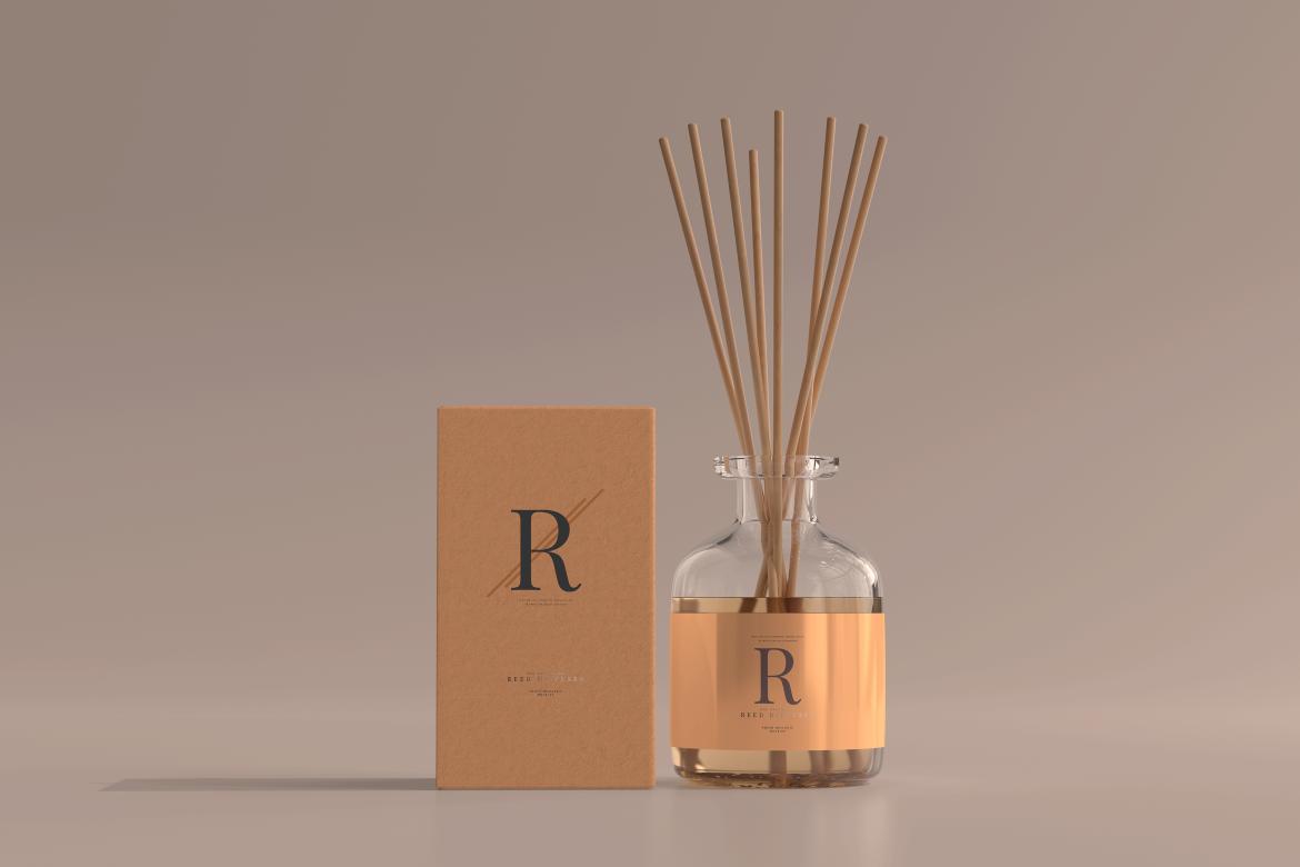 Incense Air Freshener Reed Diffuser Glass Bottle Mockup