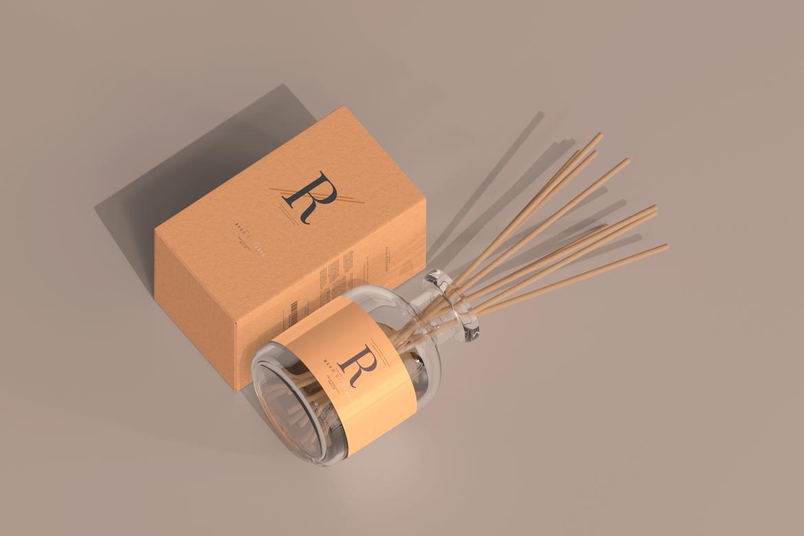 Incense Air Freshener Reed Diffuser Glass Bottle Mockup