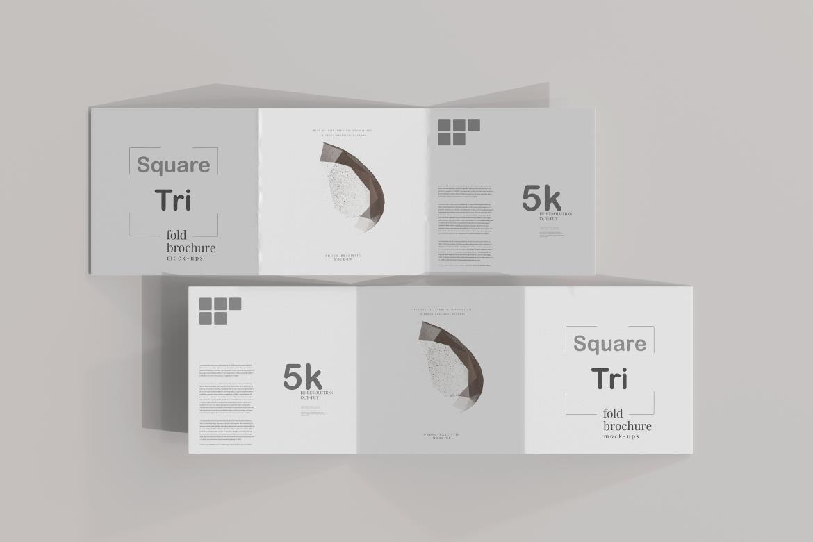 Square Tri Fold Brochure Mockup