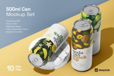 500ML Soda Can Mockup Set