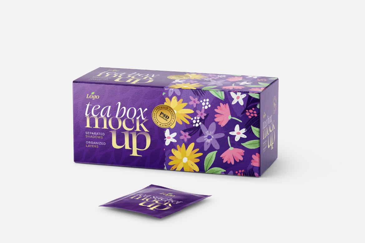 Tea Box and Tea Bag Mockup Set