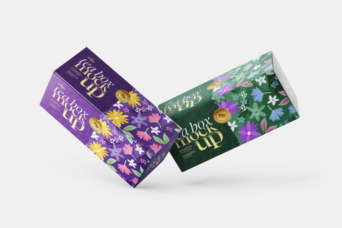 Tea Box and Tea Bag Mockup Set