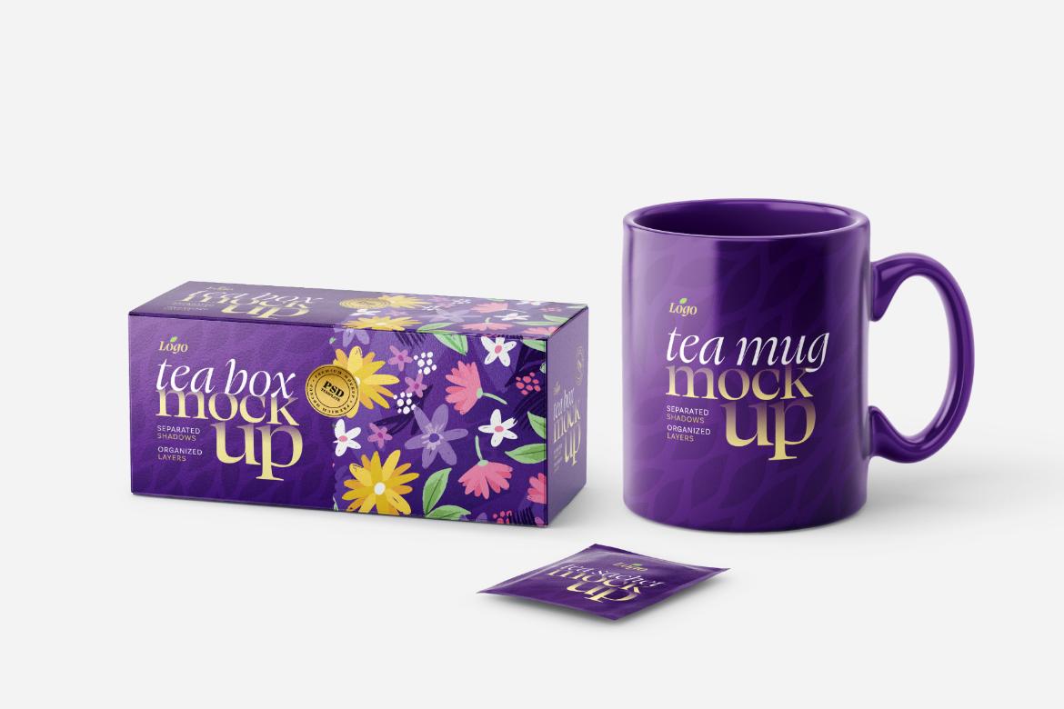 Tea Box and Tea Bag Mockup Set
