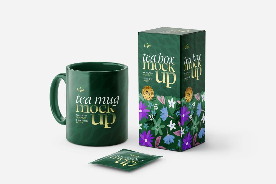 Tea Box and Tea Bag Mockup Set