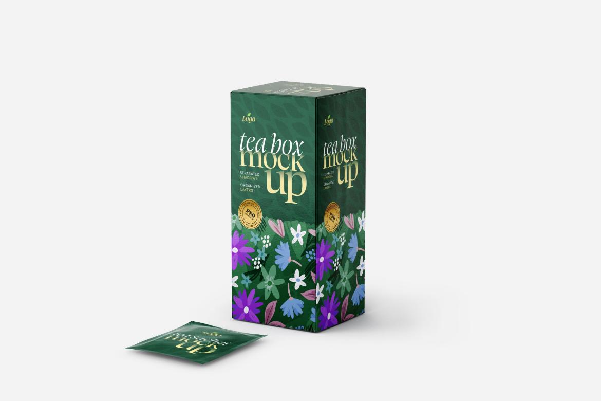 Tea Box and Tea Bag Mockup Set