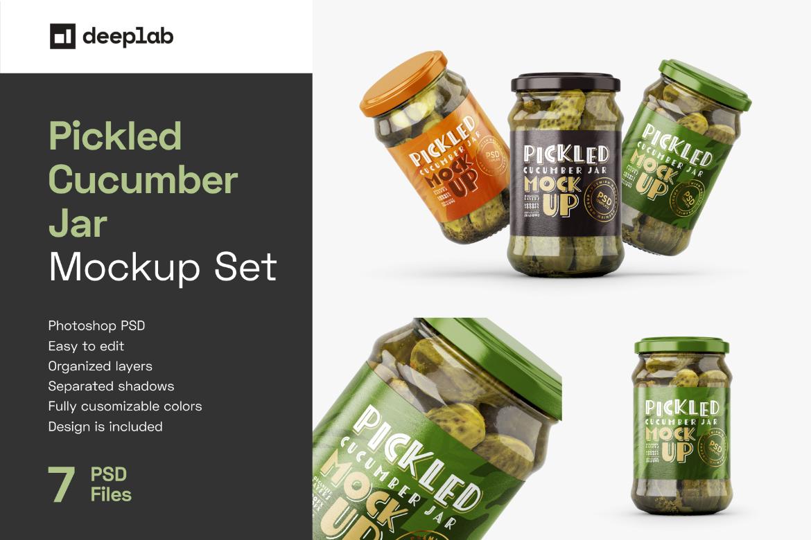 Pickled Cucumber Jar Mockup Set