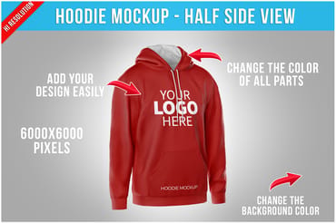 Hoodie Mockup - Half Side View