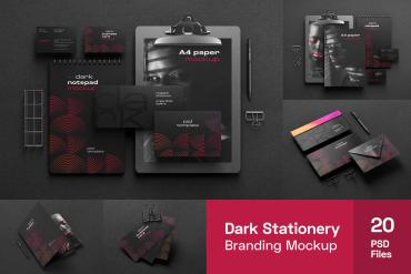 Dark Stationery Branding Mockup Set