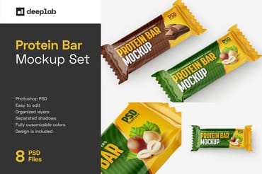 Protein Bar Mockup Set | Snack Mockup