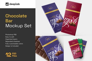 Chocolate Bar Packaging Mockup Set