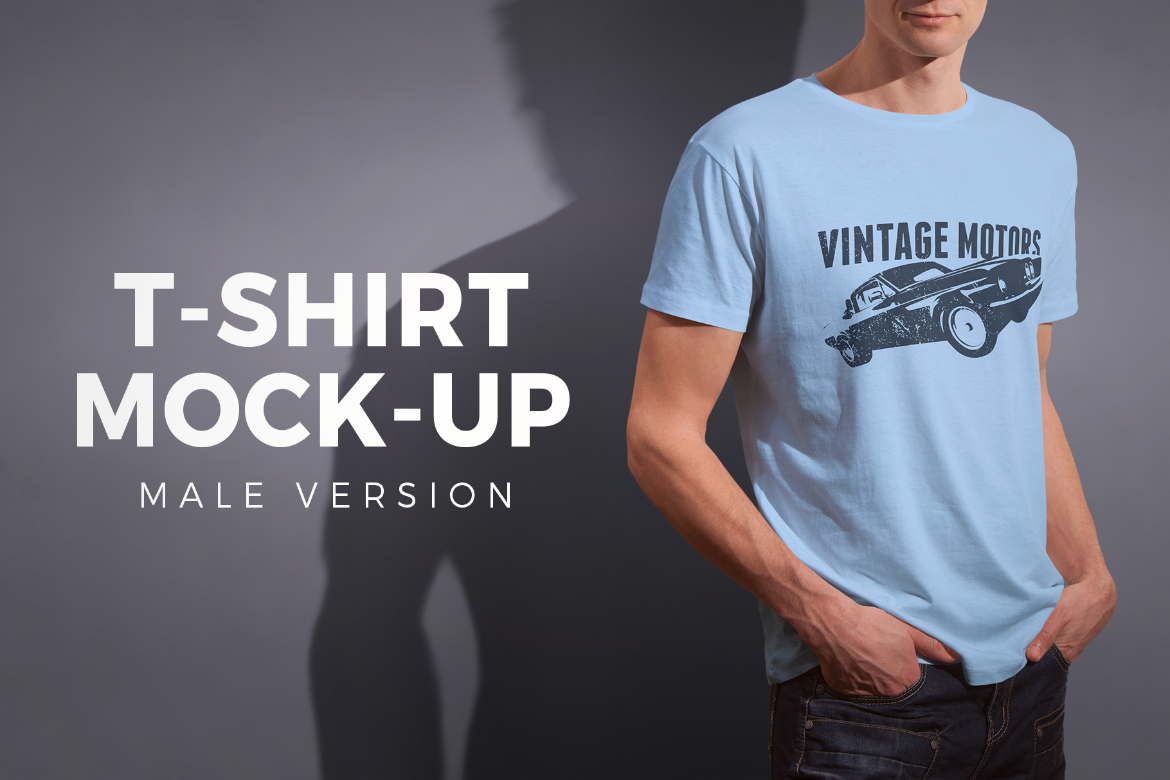 Mens Crew Neck T-shirt Mock-up