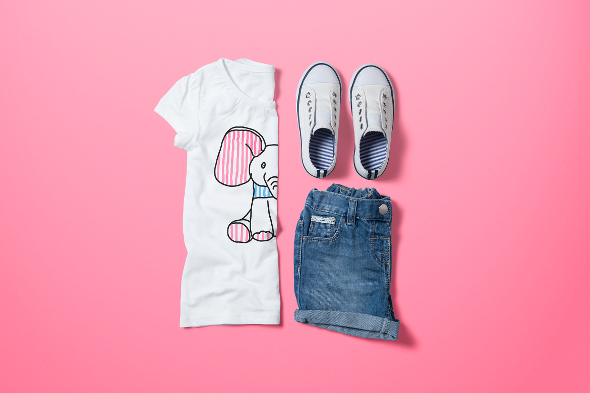 Girl's Crew Neck T-shirt Mock-up
