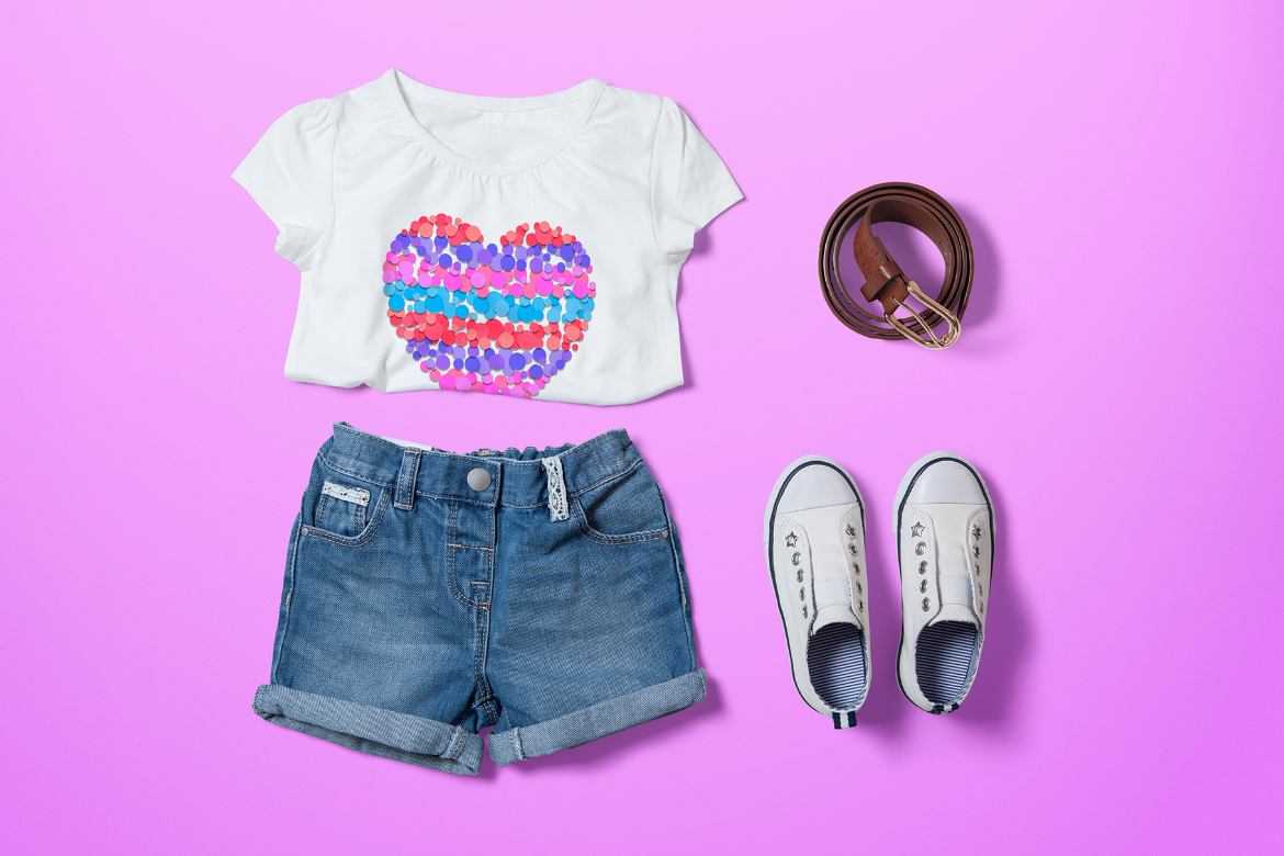 Girl's Crew Neck T-shirt Mock-up