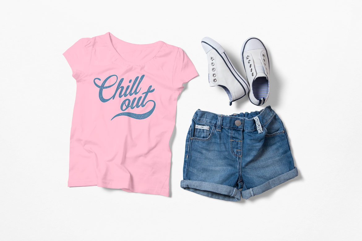 Girl's Crew Neck T-shirt Mock-up