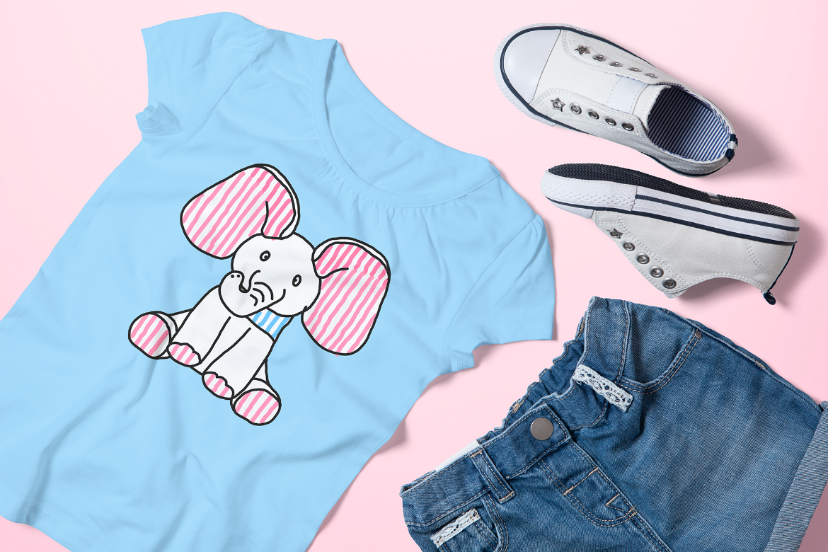 Girl's Crew Neck T-shirt Mock-up