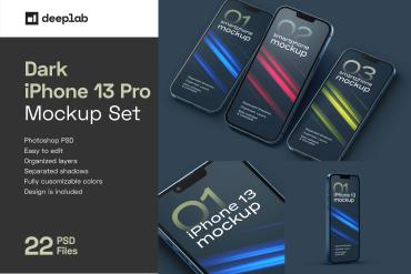 Dark iPhone 13 Pro Mockup Set