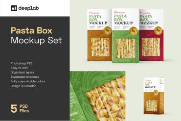 Pasta Box Packaging Mockup Set