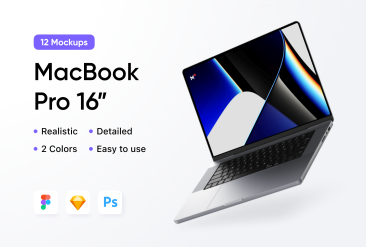 12 MacBook Pro 16" Mockups Scenes