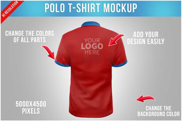 Polo T-shirt Mockup - Back View