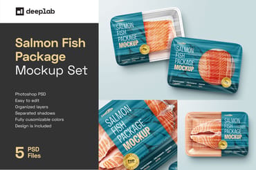 Salmon Fish Package Mockup Set