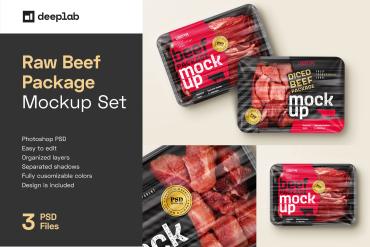 Raw Beef Package Mockup Set