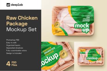 Raw Chicken Package Mockup Set