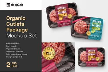 Organic Cutlets Package Mockup Set