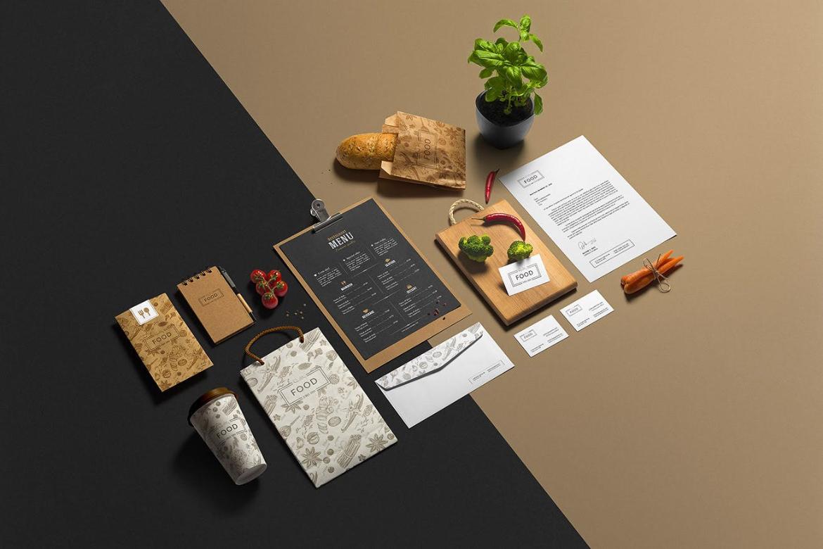 Restaurant Stationery Branding Mockup Scene 01