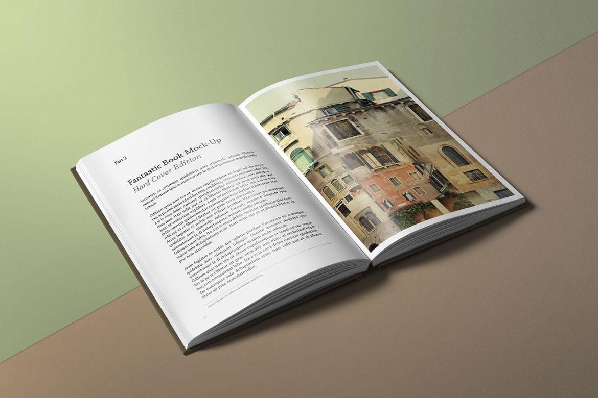 Hard Cover Book Spread Mockup Scene 02